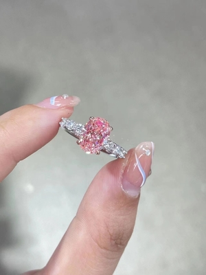 2.5ct Fancy Pink Lab Creado Diamante Anillos de compromiso 18K Anillo de novia de oro blanco