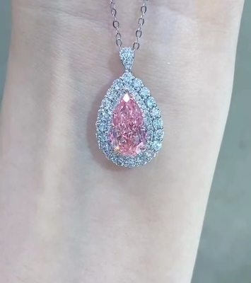 Collar de peras de diamantes de laboratorio creado sintético 3.46ct VS1 Color rosa