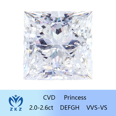 Diamante de laboratorio de corte de princesa certificado por IGI como diamante CVD sintético 2ct-2.6ct de fábrica de venta directa