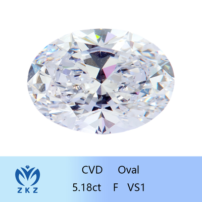 ZKZ Diamante de gran tamaño 5.18ct Certificado Diamante de laboratorio oval suelto VS1 Claridad