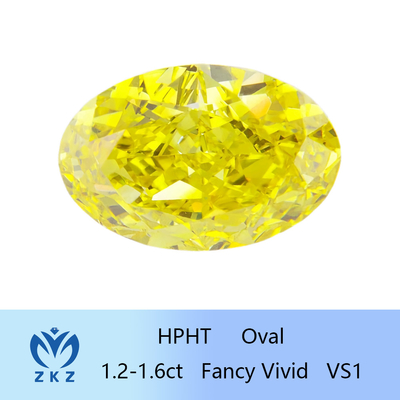 Diamante amarillo de corte oval HPHT Laboratorio creado 1.2ct-1.6ct Certificado IGI
