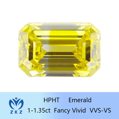 HPHT Esmeralda cortada por el hombre Diamantes amarillos de laboratorio 1ct-1.35ct Para anillos