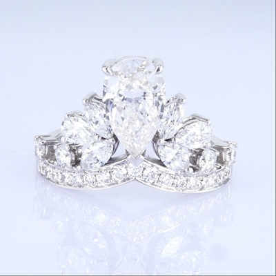 18k estilo de corona laboratorio crecido anillo de diamante mujeres hermosas diseño de princesa blanco anillo de diamante crecido en laboratorio