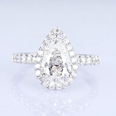 18k pera alrededor de diamantes llenos mujeres anillo blanco de laboratorio anillo de diamante crecido hermoso diseño para regalos para la fiesta