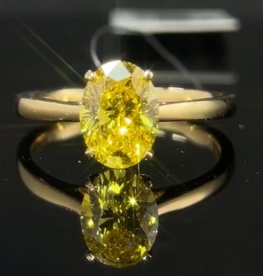 1.59ct Diamante de laboratorio Joyería corte oval Anillo de diamante estilo clásico amarillo vivo