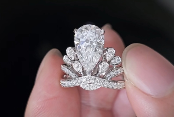 CH Laboratorio de personalización Anillos de diamante crecidos Perla Corona Anillo de diamante 18K Anillo de compromiso